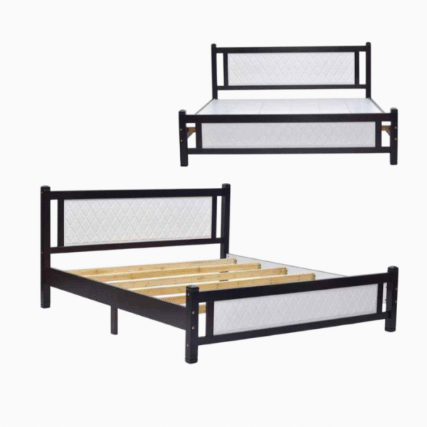 Comfortable Wooden Bed Strong And Sturdy Modern Design Bed Frame (Queen 150x190cm, Oak-White) - Image 2