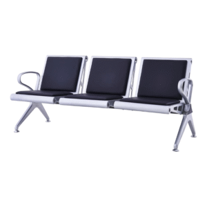 TRM Furniture 3 Seater Airport Chair With Cushion-BLACK