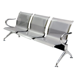 TRM Furniture 3 Seater Frame Airport Chair, visitor chair for Airport, Office, Hospital, School etc. with Metal frame & armrest, sit & back, Silver
