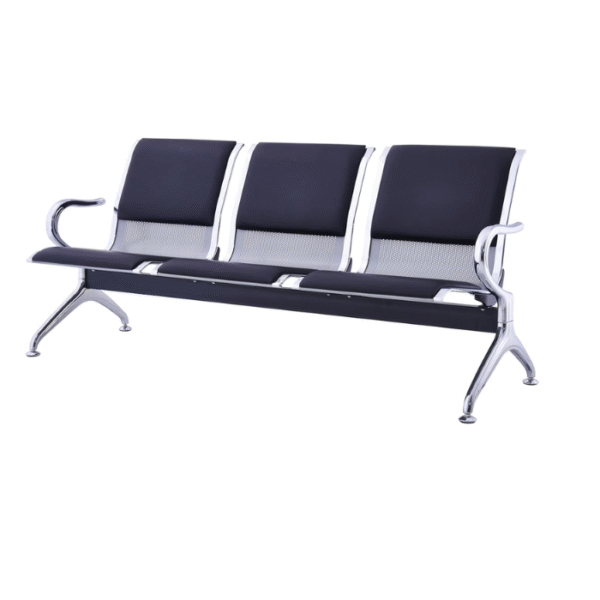 TRM Furniture 3 Seater Airport Chair with Cushion-Black