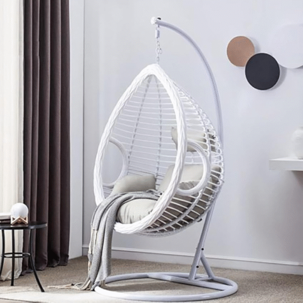 Best Hanging swing chair Hanging Egg Indoor Outdoor Patio Wicker Rattan Swing Chair with UV Resistant Random Washable Cushions & Iron Frame for Garden, Living Room & Backyard & (Grey black) - Image 2