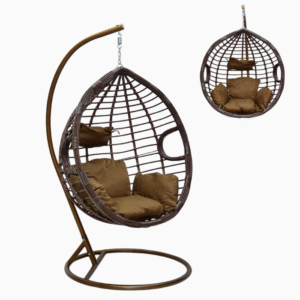 Best Hanging swing chair Hanging Egg Indoor Outdoor Patio Wicker Rattan Swing Chair with UV Resistant Random Washable Cushions & Iron Frame for Garden, Living Room & Backyard & Brown