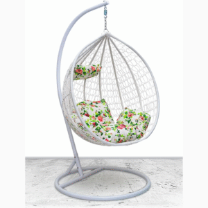 Best Hanging swing chair Hanging Egg Indoor Outdoor Patio Wicker Rattan Swing Chair with UV Resistant Random Washable Cushions & Iron Frame for Garden, Living Room & Backyard & (WHITE)