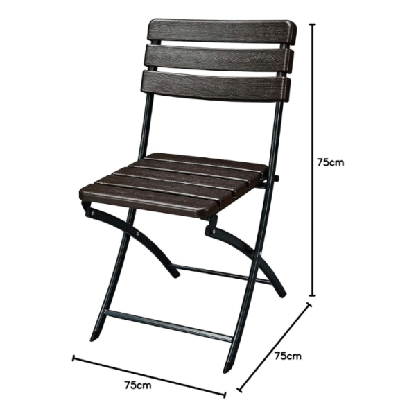 Folding Chair Brown with Metal Leg - Image 2