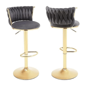 Bar Chair Adjustable with Gold Leg Top Velvet Fabric